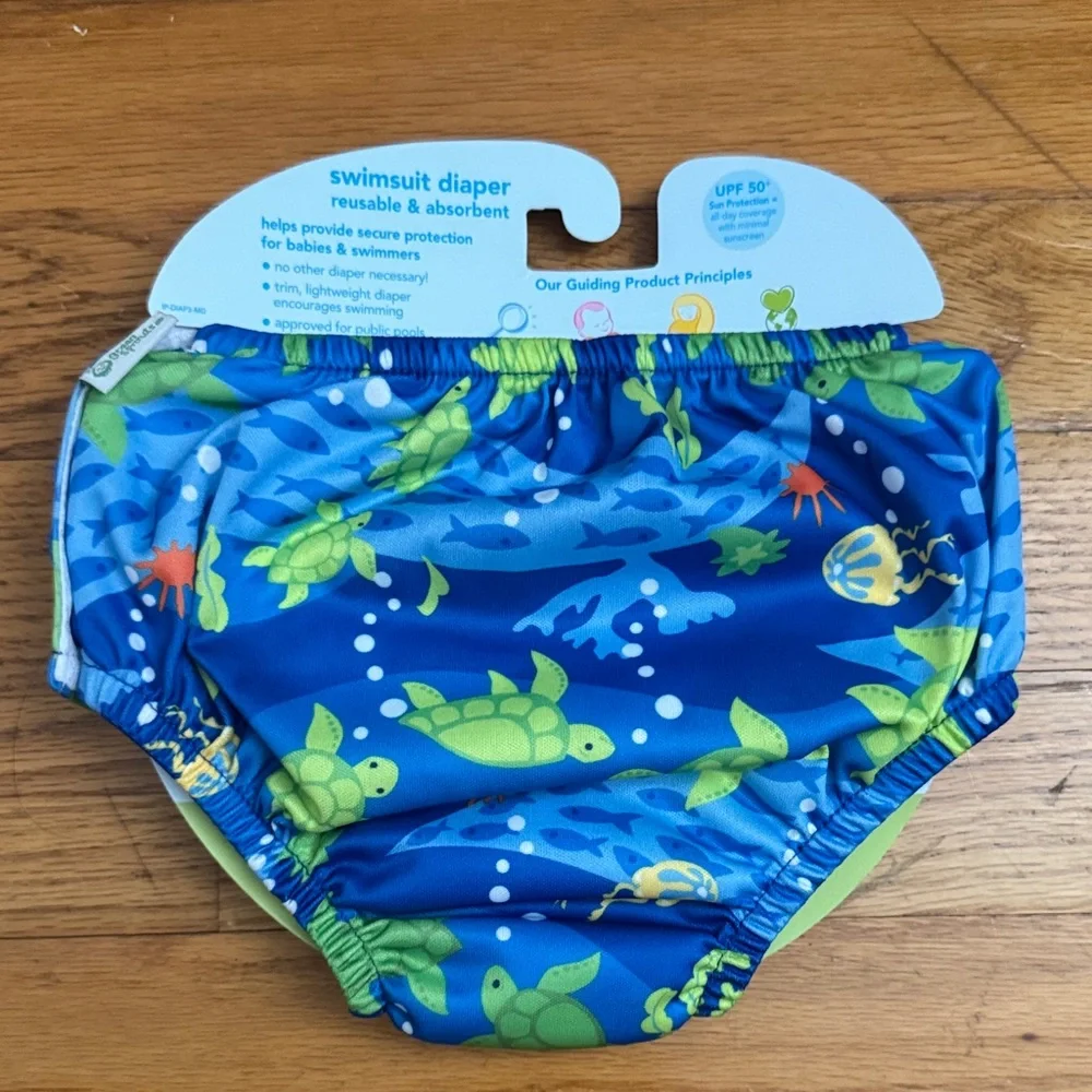 Green Sprouts Blue Swim Diaper with Aquatic Design